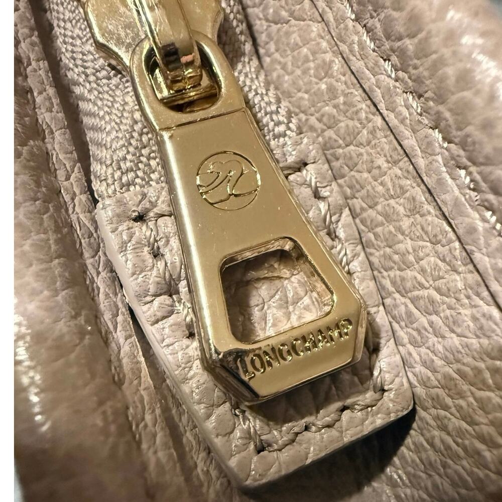 Longchamp Le Foulonné Small Turtledove Tan Leather Zipper Crossbody Purse NEW - Picture 4 of 8